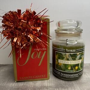 NIB YANKEE CANDLE Holiday Bayberry Large Jar Housewarmer 22oz Black Band Unused